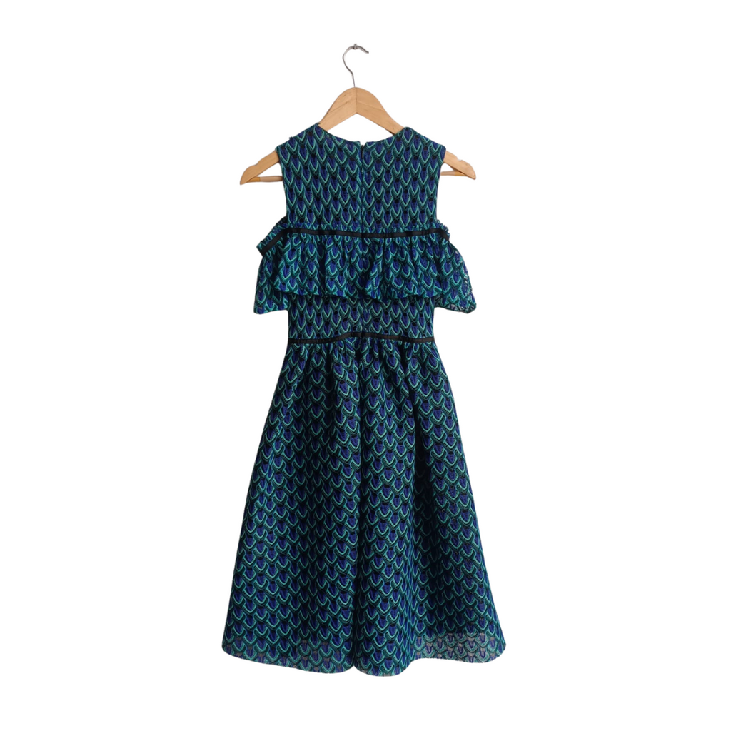 Maje Blue & Green Crochet Knee Length Dress | Pre Loved |