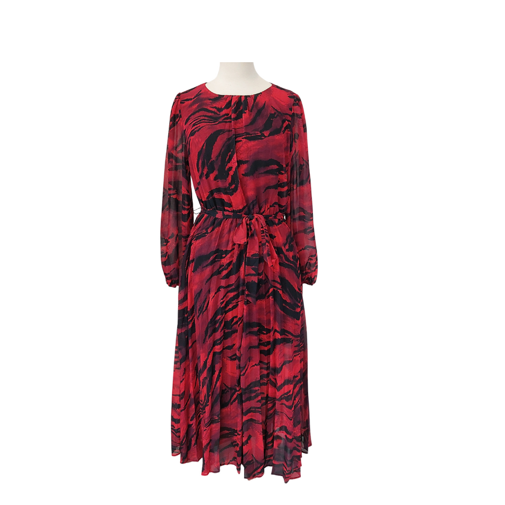 Love & Roses Red And Black Abstract Print Pleated Maxi Dress | Brand New |