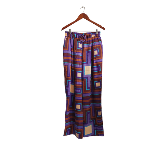 River Island Geometric Print Drawstring Wide Leg Pants | Brand New |