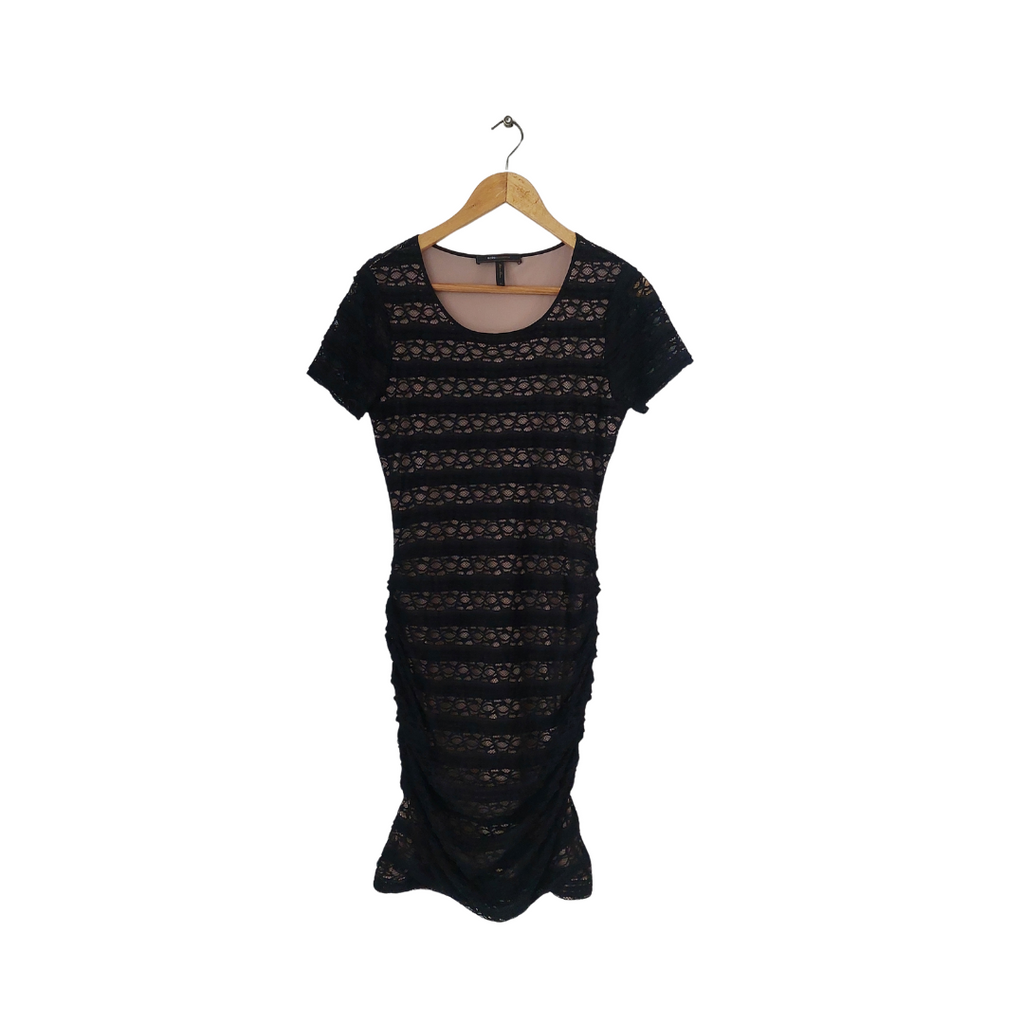 BCBGMaxazaria Black Lace Side Ruche Dress | Gently Used |