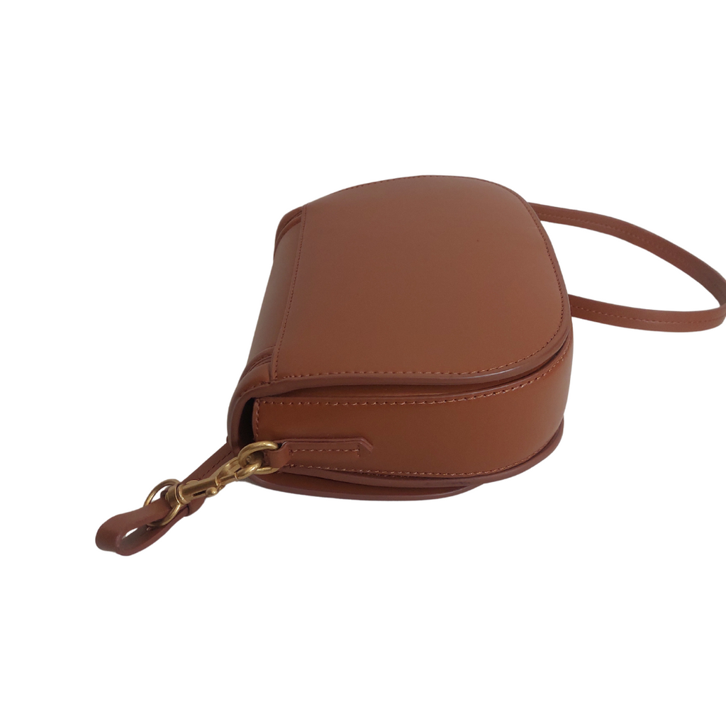 ZARA Tan Leatherette Saddle Crossbody Bag | Pre Loved |