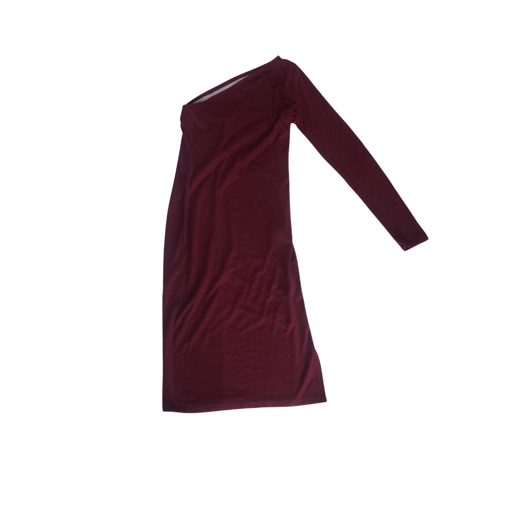 Forever 21 Maroon One Shoulder Knee Length Dress | Pre Loved |