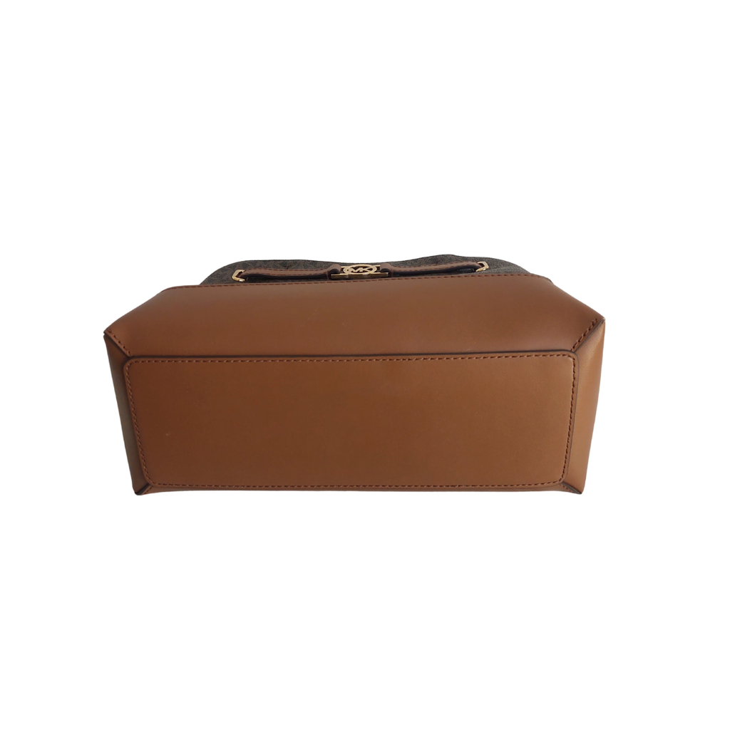 Michael Kors Brown Signature Leatherette Reed Satchel Bag | Gently Used |