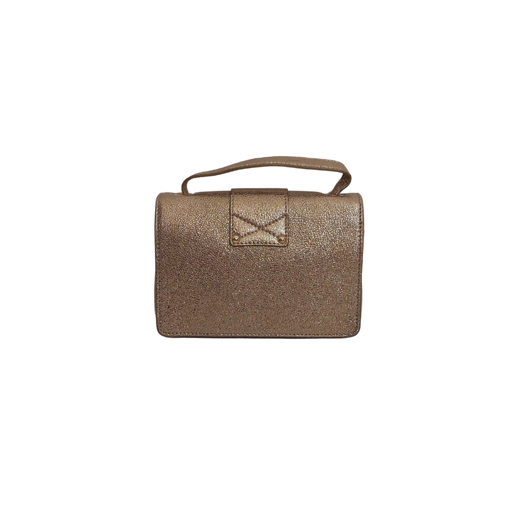 Jimmy Choo Rebel Mini Glitter Gold Leather Crossbody Bag | Pre Loved |