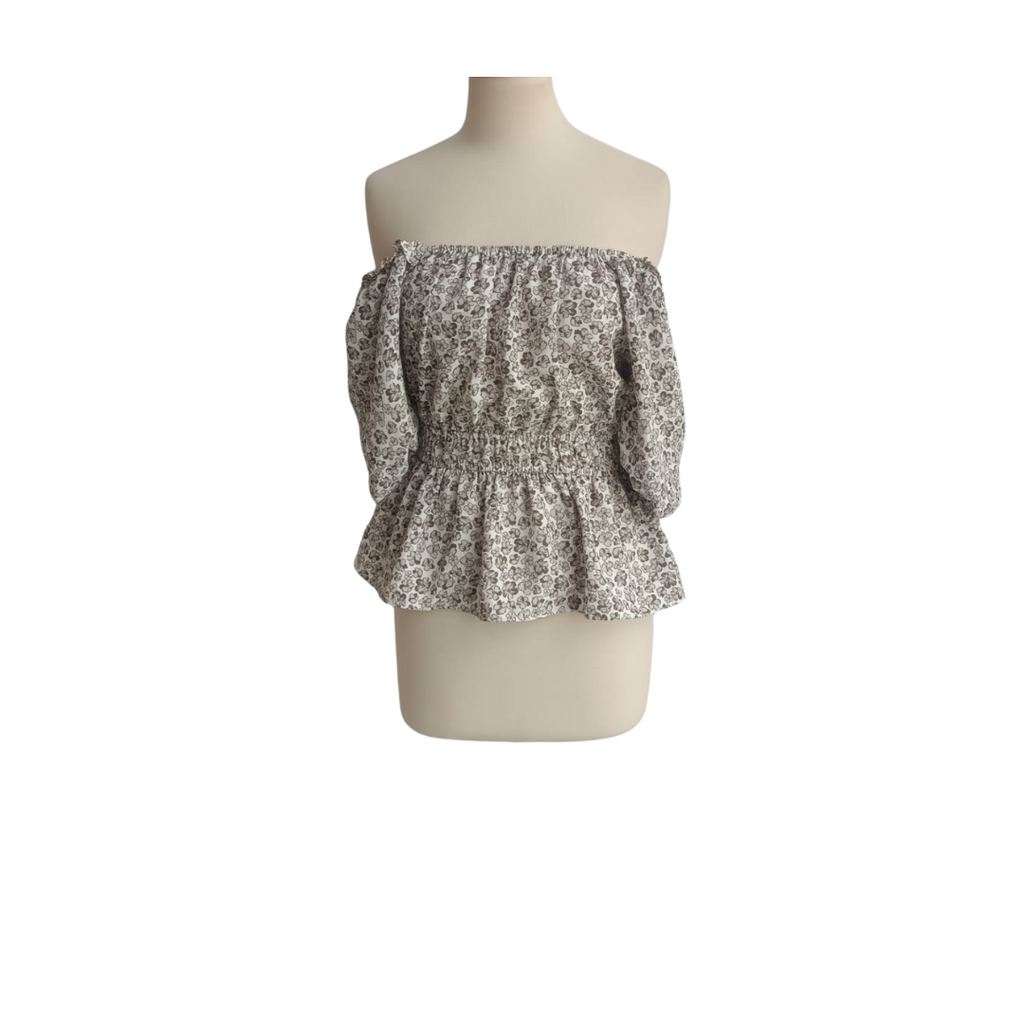 Nine West Floral Printed Off Shoulder Blouse | Like New |