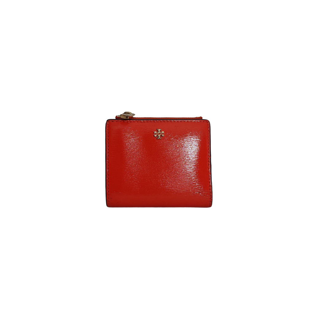 Tory Burch Red Leather 'Robinson' Mini Bifold Wallet | Pre Loved |