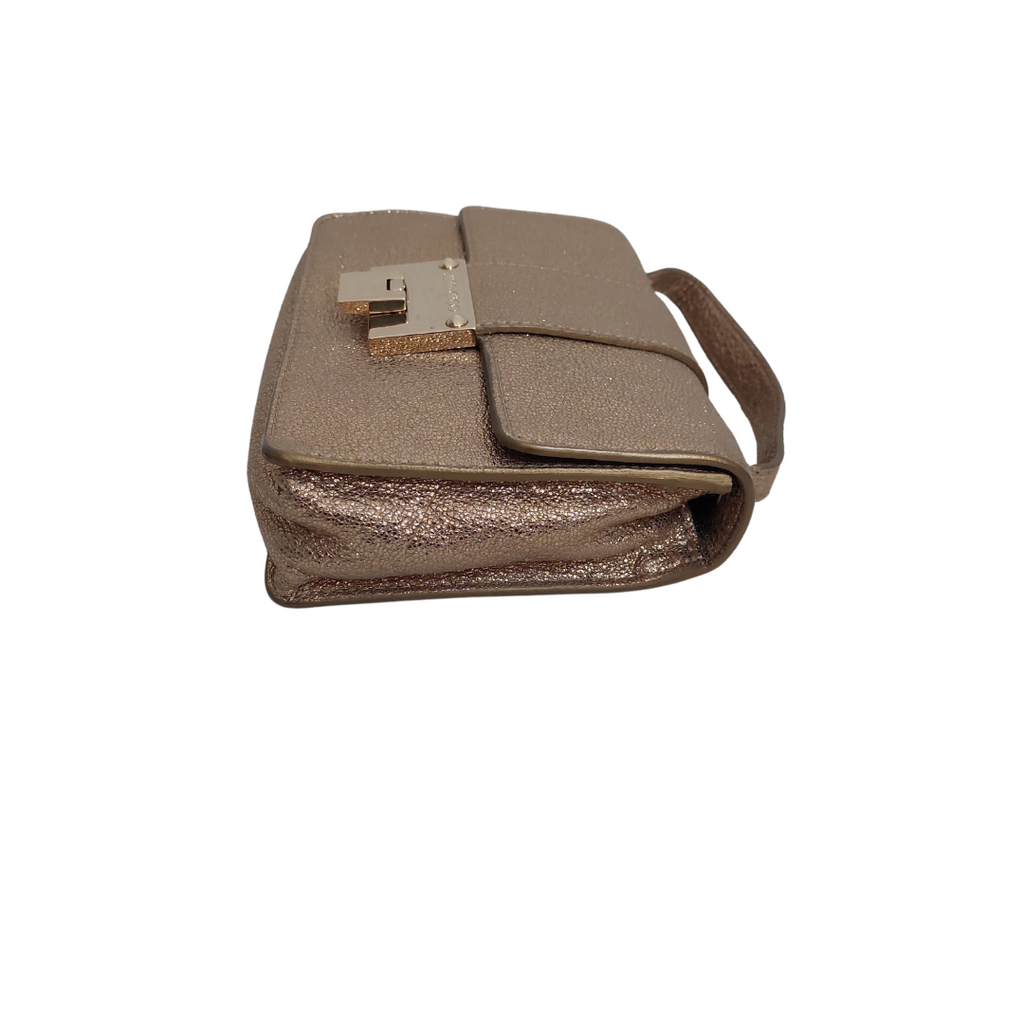 Jimmy Choo Rebel Mini Glitter Gold Leather Crossbody Bag | Pre Loved |