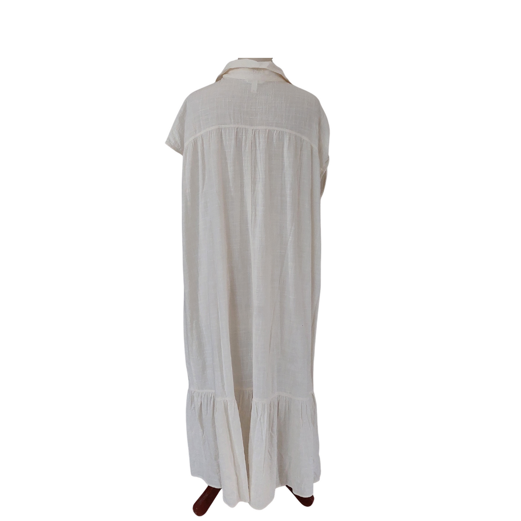 H&M Cream Cap Sleeves Collared Maxi Dress | Pre Loved |