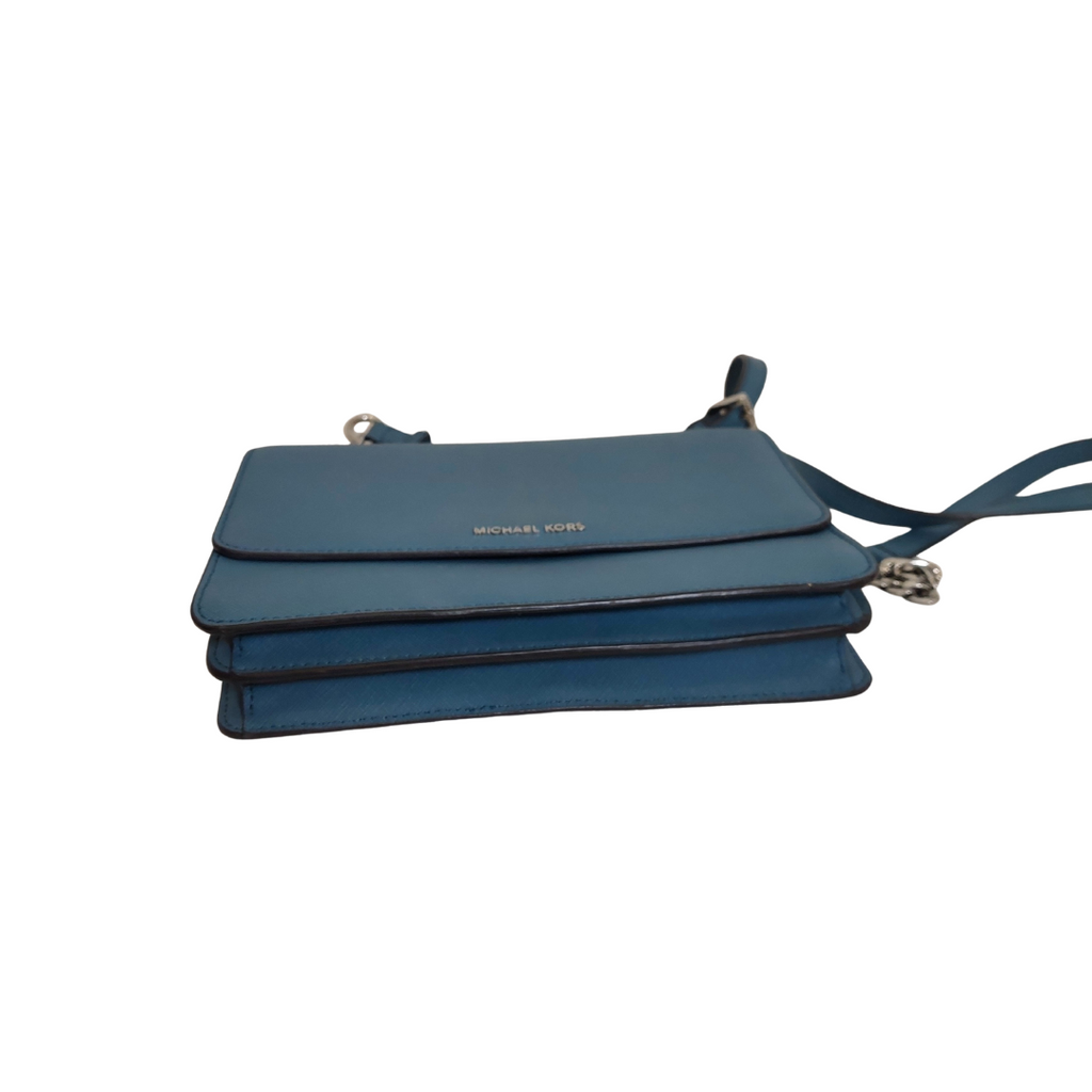 Michael Kors Blue Saffiano Leather Crossbody Bag | Pre Loved |