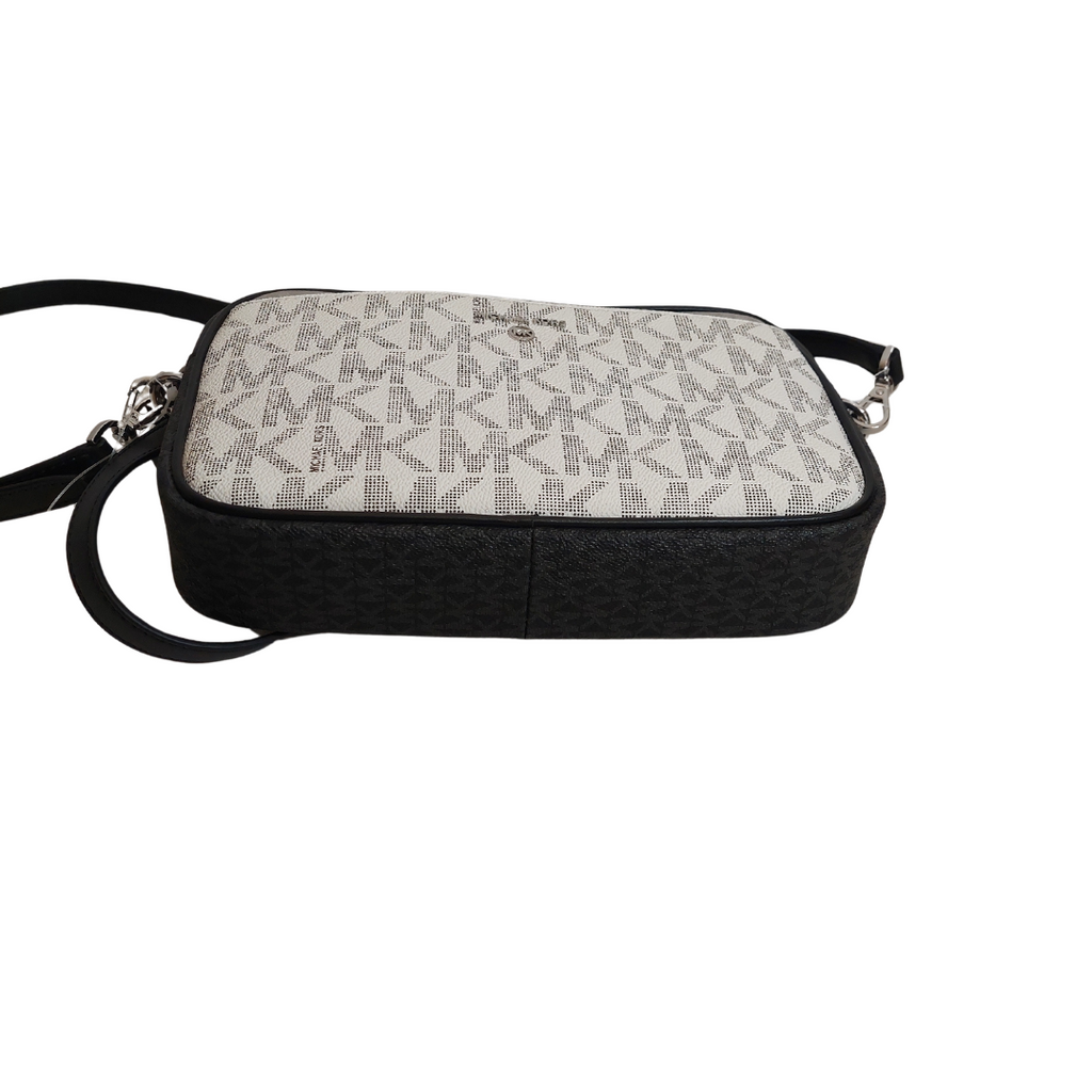 Michael Kors Black & White Jet Set Charm Camera Crossbody Bag | Brand New |