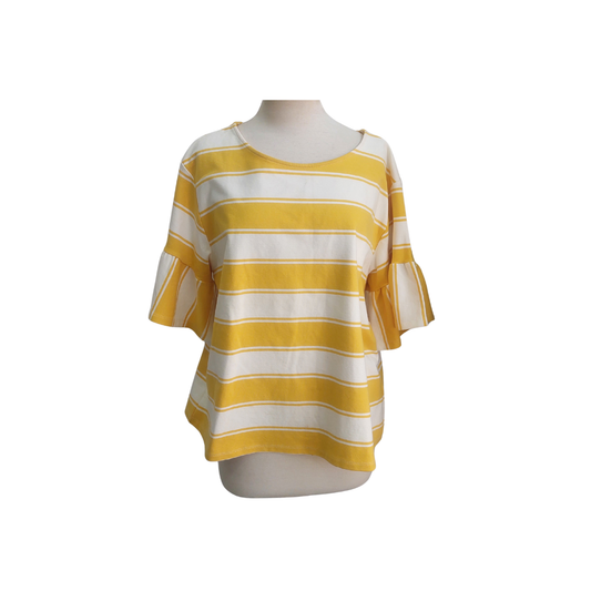M&S Yellow & Cream Striped Top | Pre Loved |