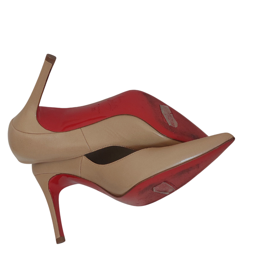 Christian Louboutin BEIGE Leather DECOLTISSIMO Heels | Gently Used |