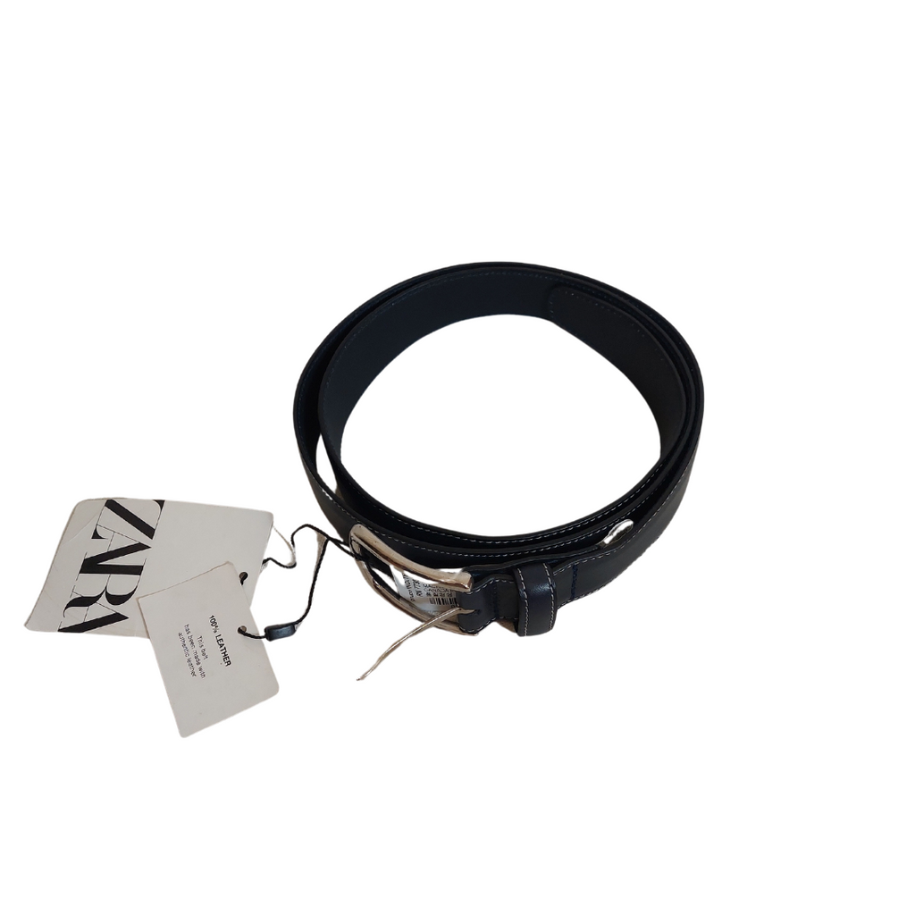 ZARA Men's Black Leather Belt | Brand New |
