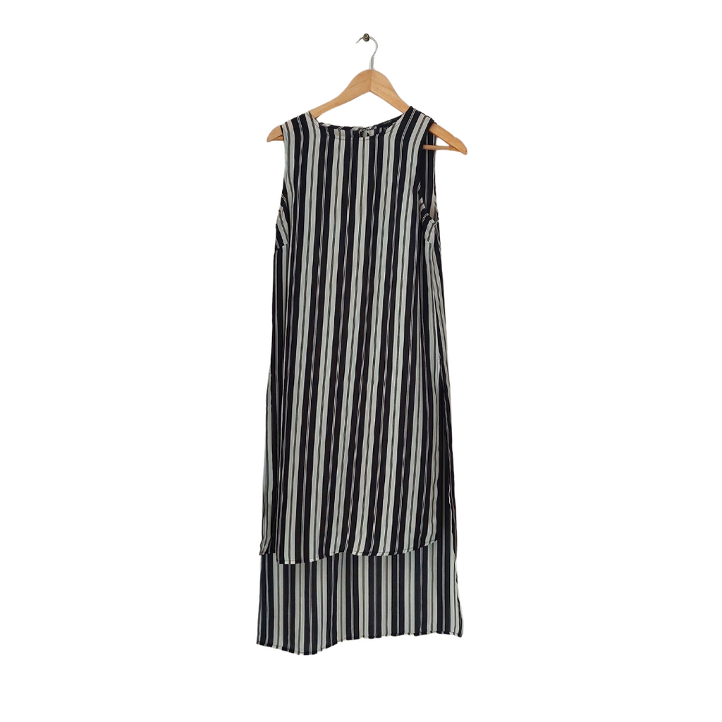 Forever 21 Black & White Striped Sleeveless Slit Dress | Pre Loved |