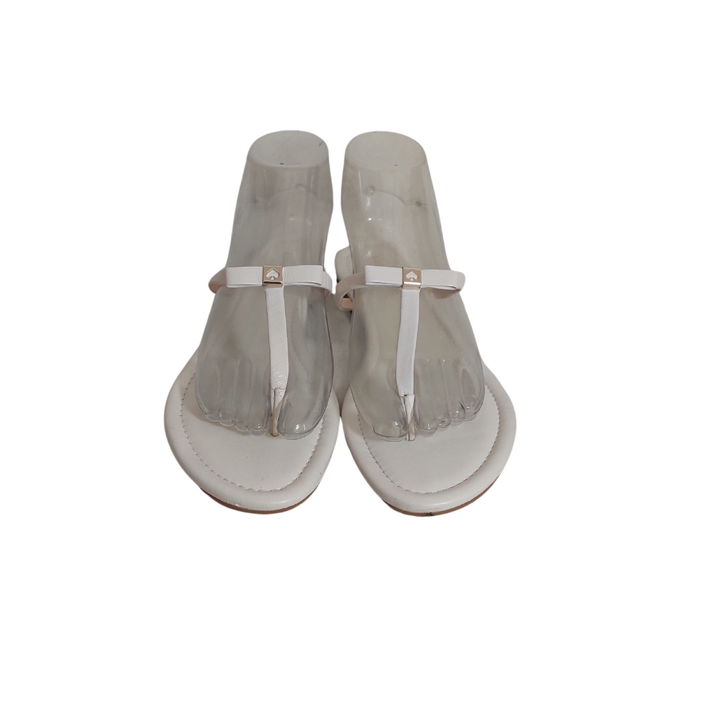 Kate Spade White Leather Thong Sandals | Pre Loved |