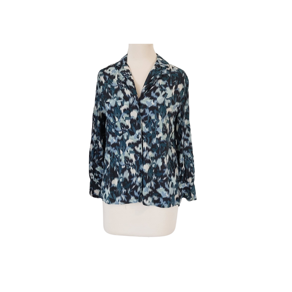 Mango Blue Printed Collared Shirt | Gently Used |