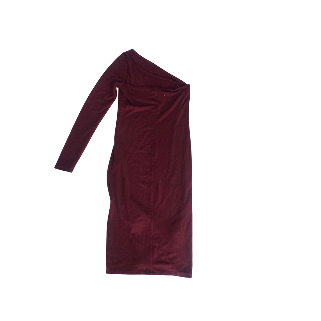 Forever 21 Maroon One Shoulder Knee Length Dress | Pre Loved |