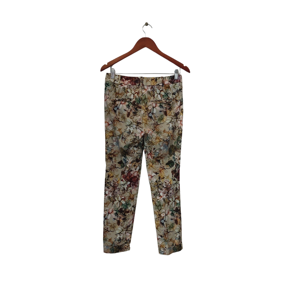 Zara Light Green Floral Printed Straight Leg Pants | Gently Used |