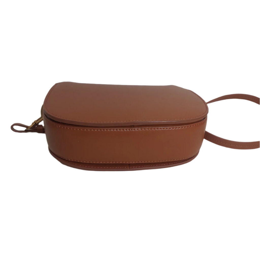 ZARA Tan Leatherette Saddle Crossbody Bag | Pre Loved |