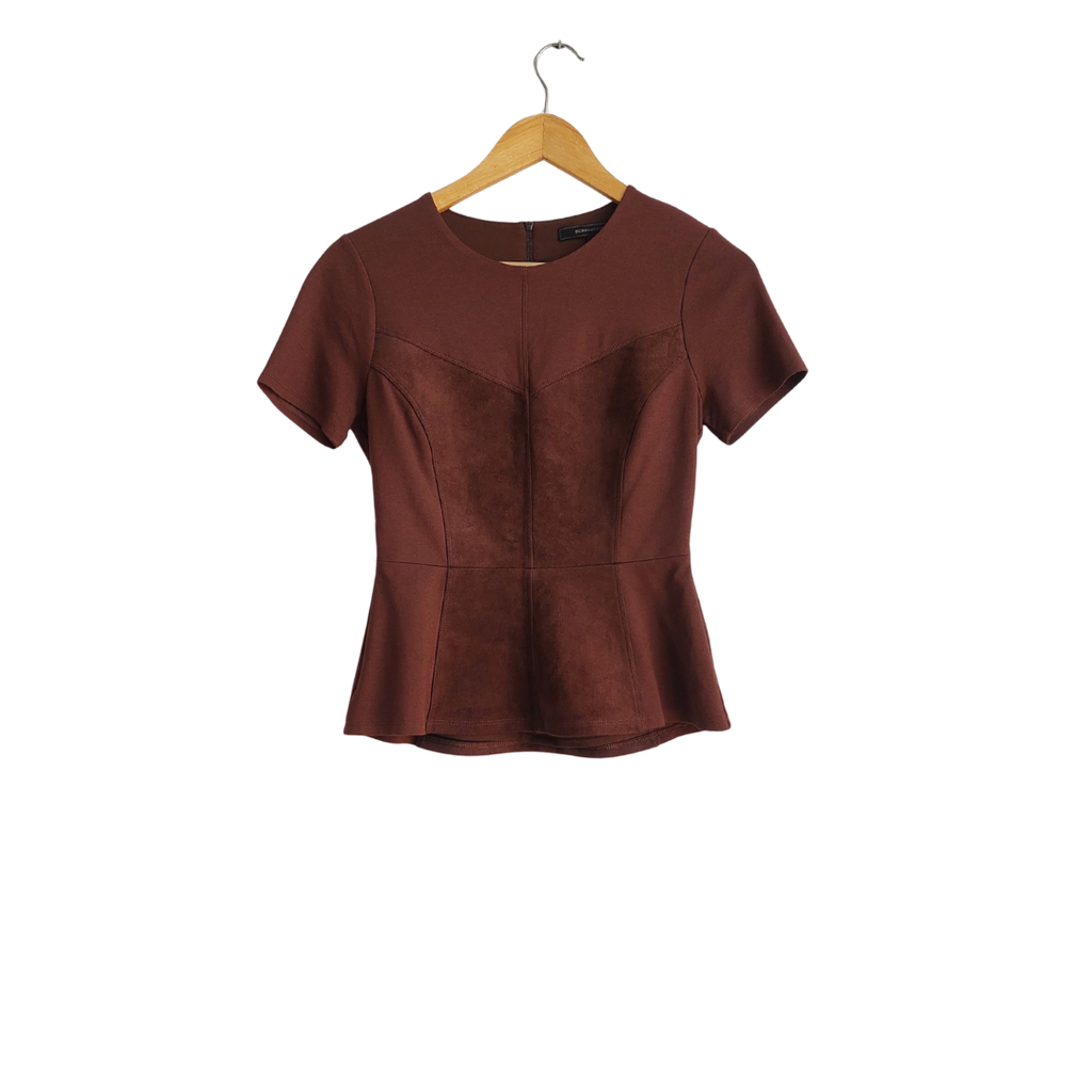 BCBG Brown Short Peplum Top | Gently Used |