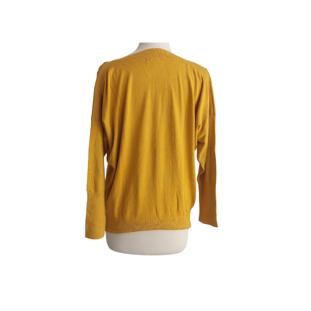 Monsoon Yellow Boat Neck Button Detail Sweater | Gently Used |