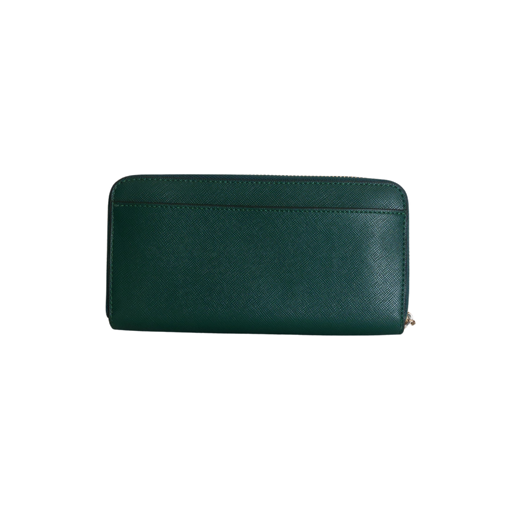 Kate Spade Emerald Green Leather Large Zip-Around Wallet | Like New |