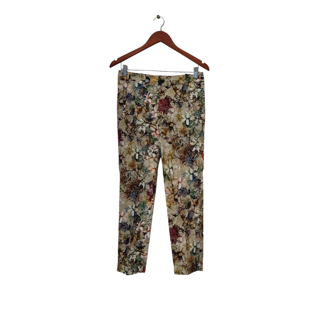 Zara Light Green Floral Printed Straight Leg Pants | Gently Used |