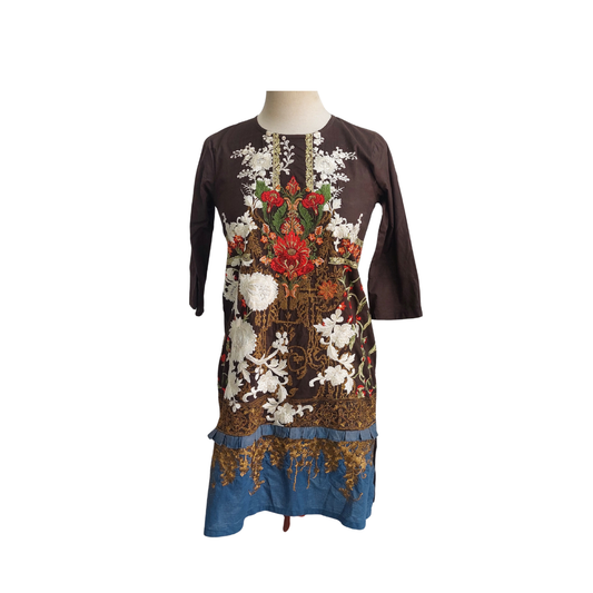 Sana Safinaz Brown Embroidered Kurta | Gently Used |