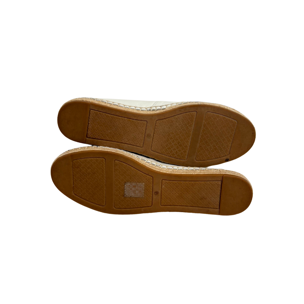 Tory Burch Off-White & Black Leather Espadrilles | Brand New |