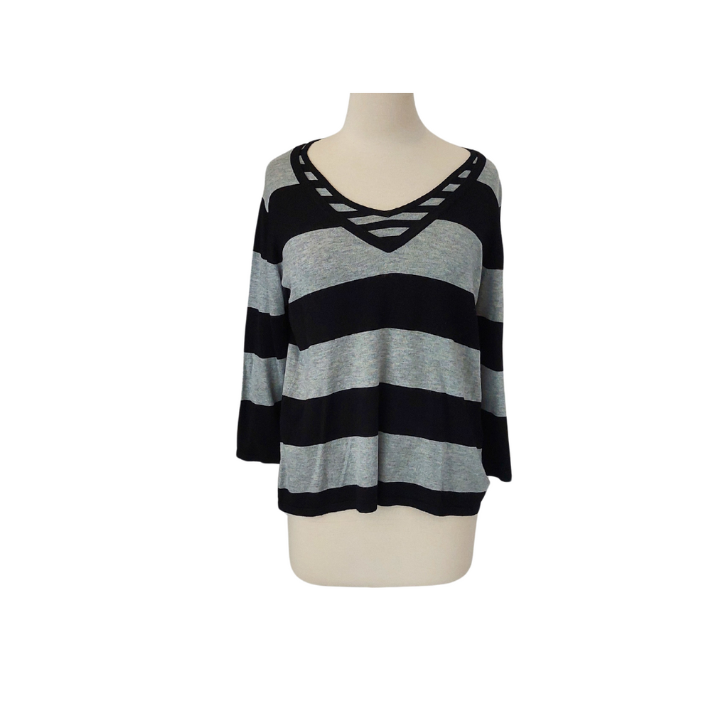 Fabiani Grey & Black Striped Knit Top | Pre Loved |