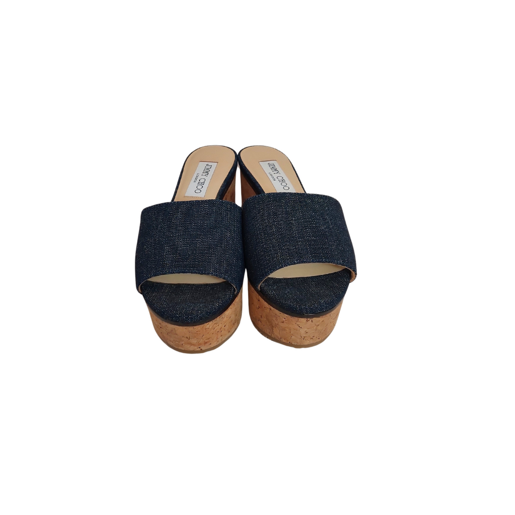 Jimmy Choo 'Deedee 80' Denim & Cork Wedges | Brand New |