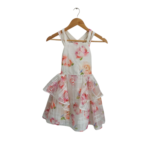 Ted Baker White Floral Burnout Cross Back Dress (9 Years) | Brand New |