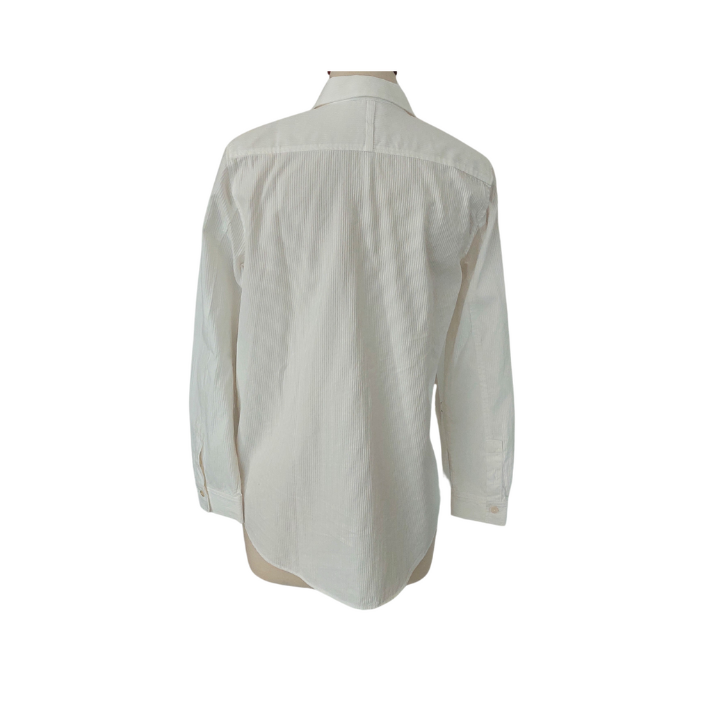 Massimo Dutti White Self-striped Collared Shirt | Gently Used |