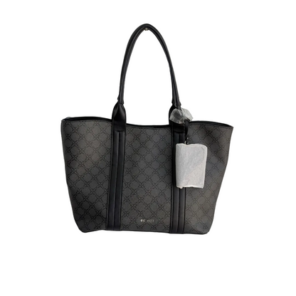 Nine West Grey And Black Lior Monogram Tote Bag | Gently Used |