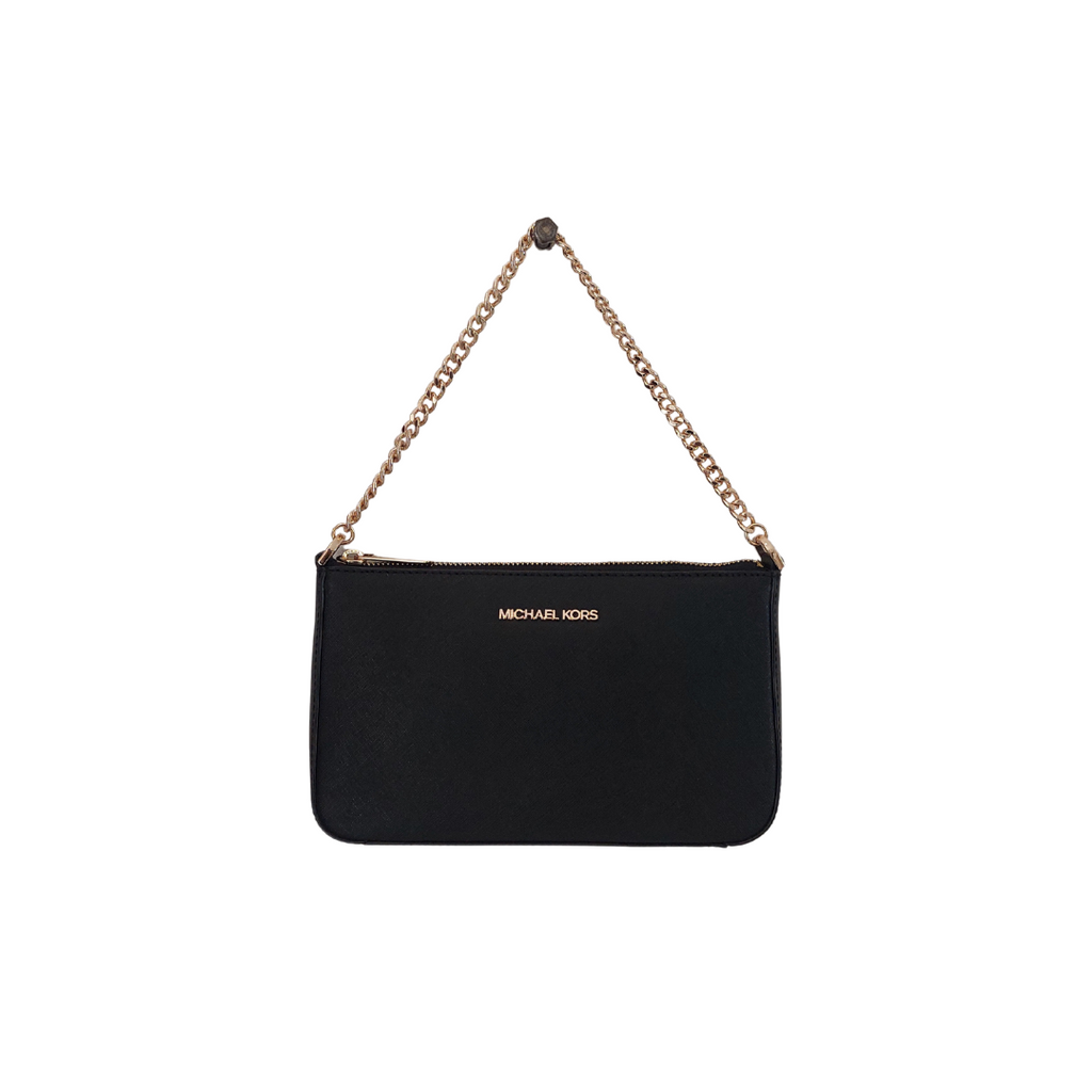 Michael Kors Black Gold Chain Leather Crossbody Bag | Gently Used |