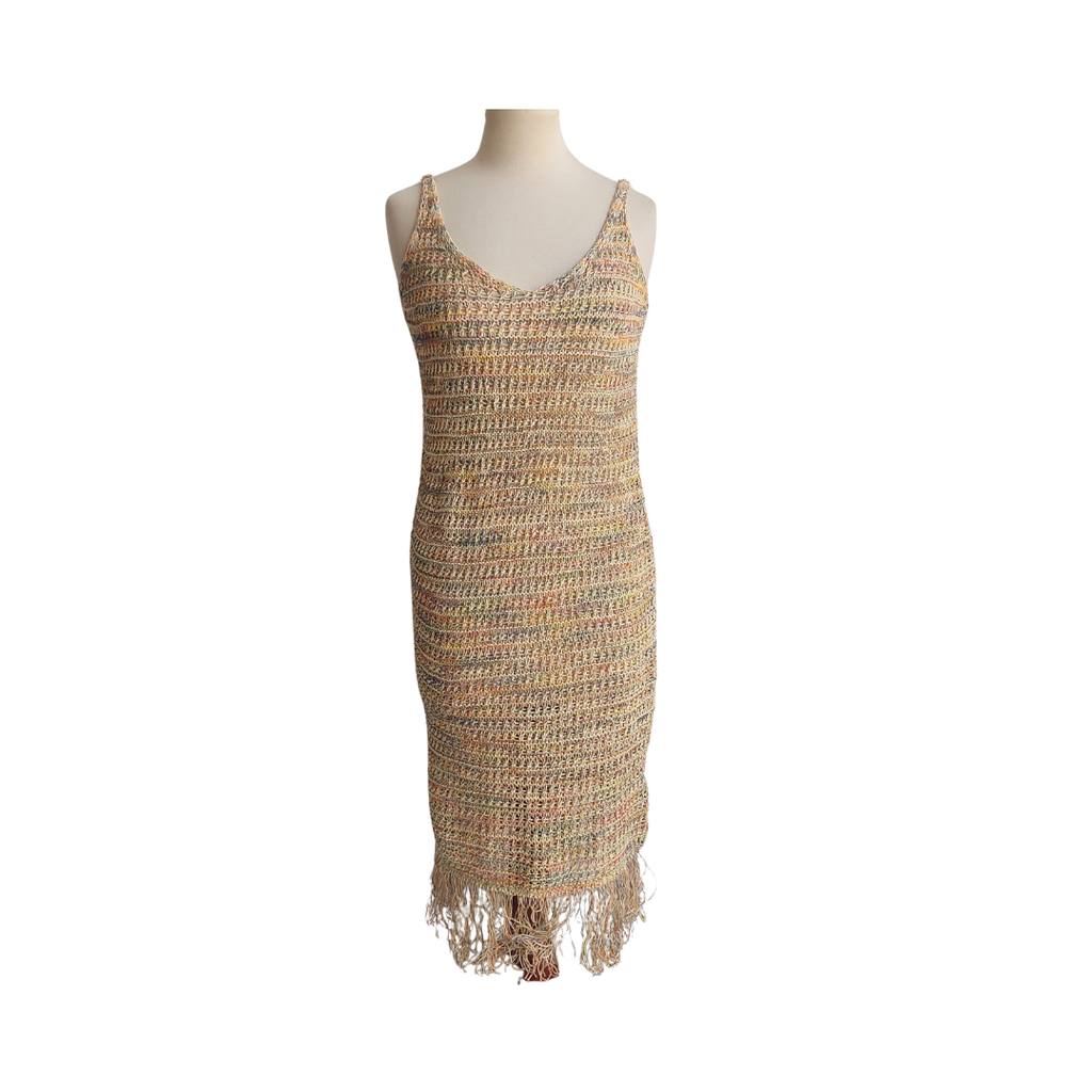 Zara Multi Coloured Sleeveless Crochet Midi Dress | Brand New |