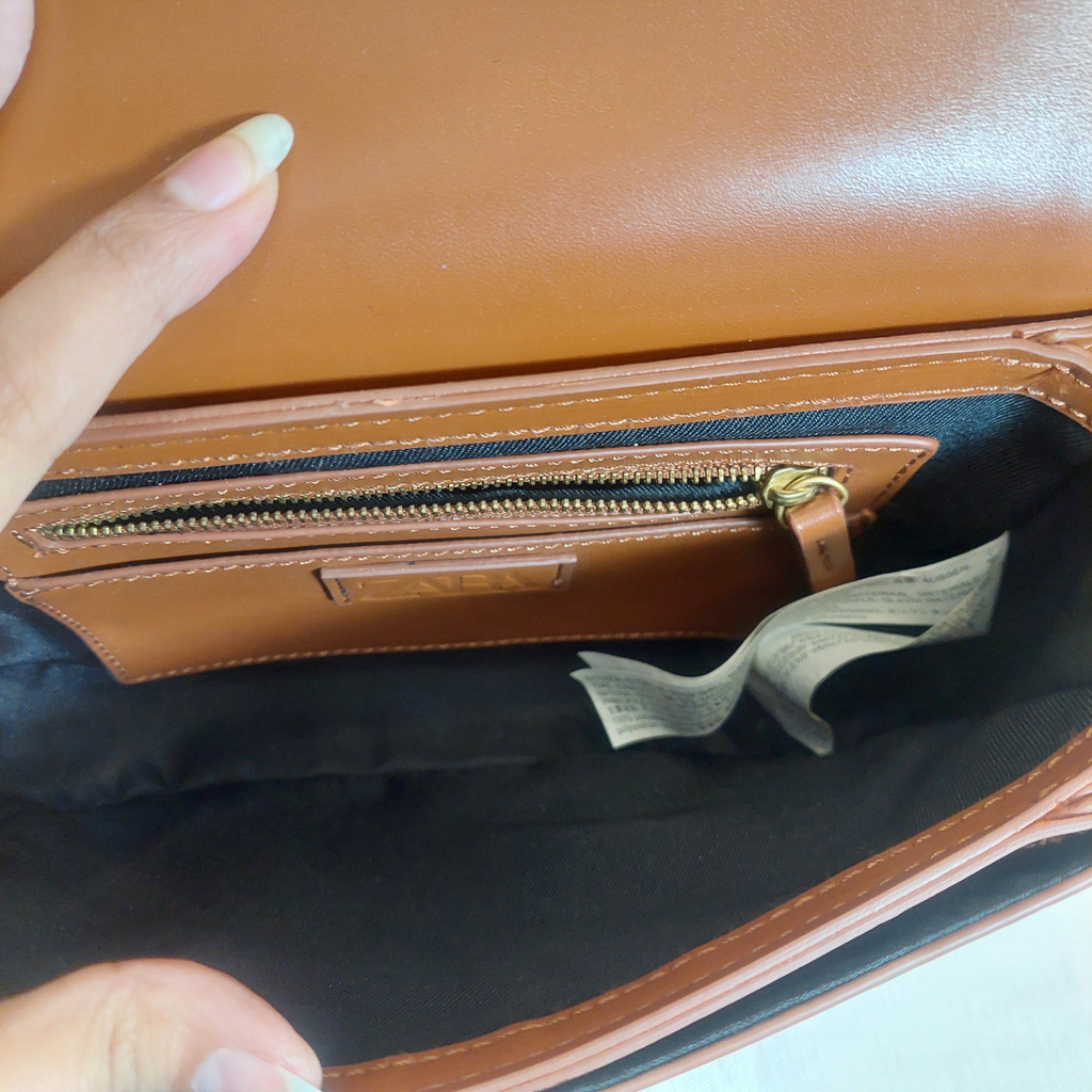 ZARA Tan Leatherette Saddle Crossbody Bag | Pre Loved |