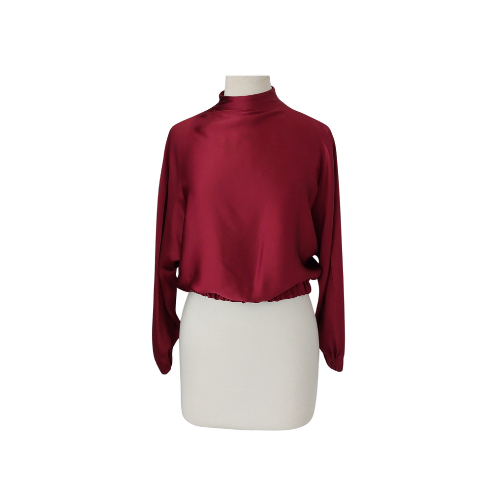 ZARA Red Satin Gold Button Poncho Top | Gently Used |