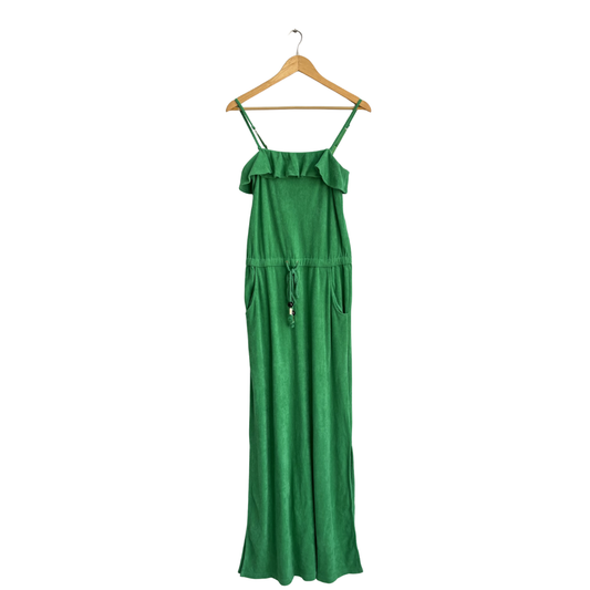 Juicy Couture Green Velour Ruffle Trim Maxi | Gently Used |