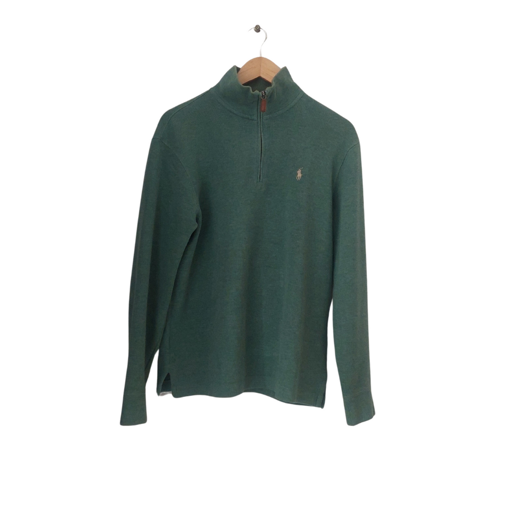 Polo By Ralph Lauren Men's Green Knit Zip Sweater | Pre Loved |