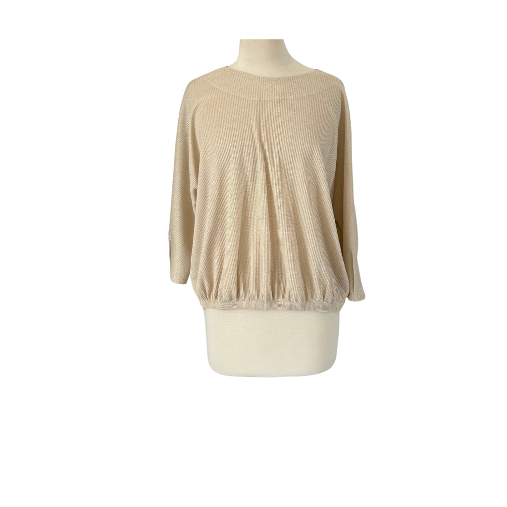 Mango Gold Metallic Ribbed Poncho Top | Like New |