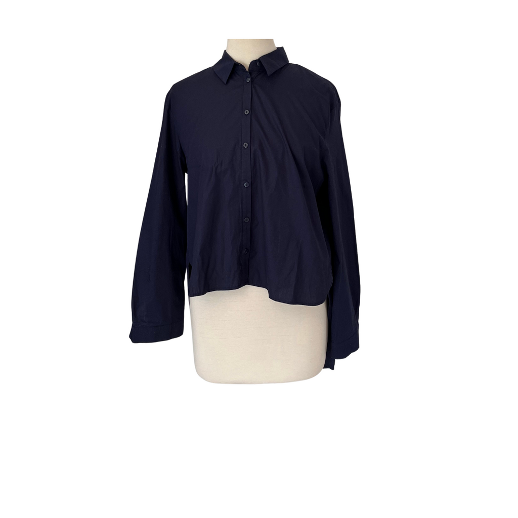 Zara Navy Collared Button Down Top | Gently Used |
