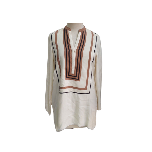 Riffat Aliani Cream, Brown & Black Kurta | Pre Loved |
