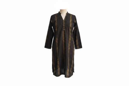 Noorjehan Black & Gold Block Print Kurta | Pre Loved |