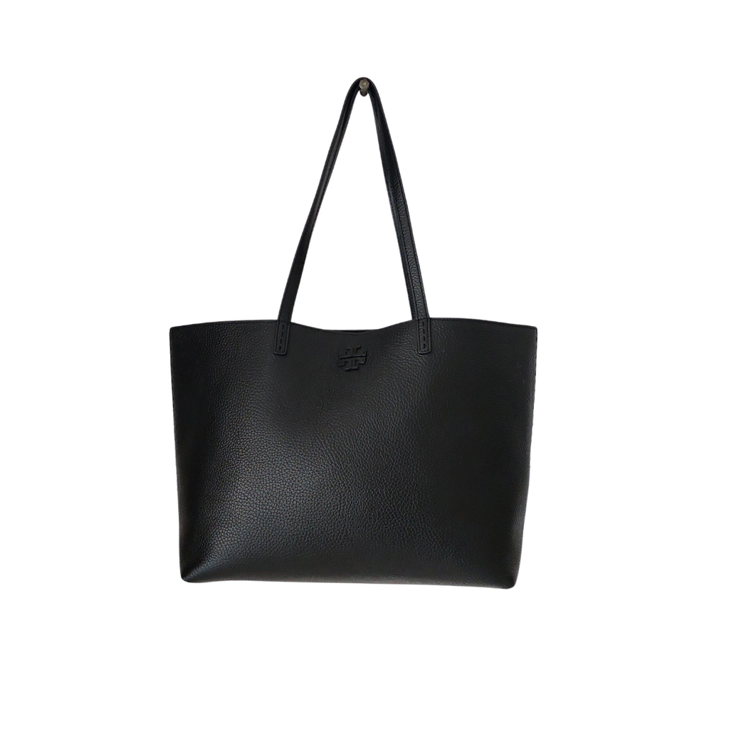 Tory Burch Black Pebbled Leather 'McGraw' Tote Bag | Pre Loved |
