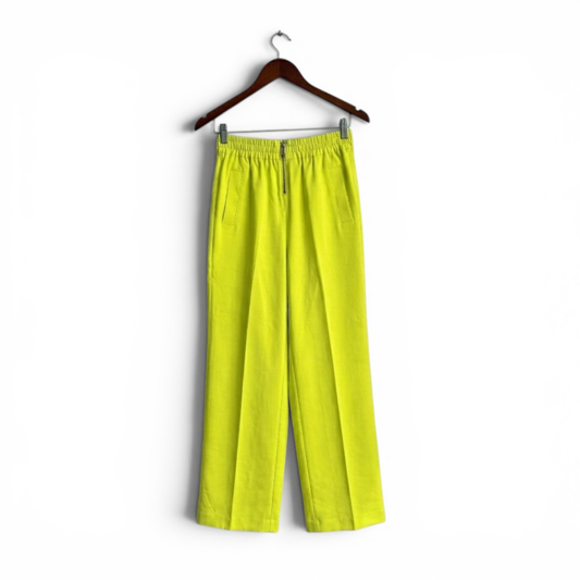 Dkny Neon Green With Zip Wide Leg Trousers | Gently Used |