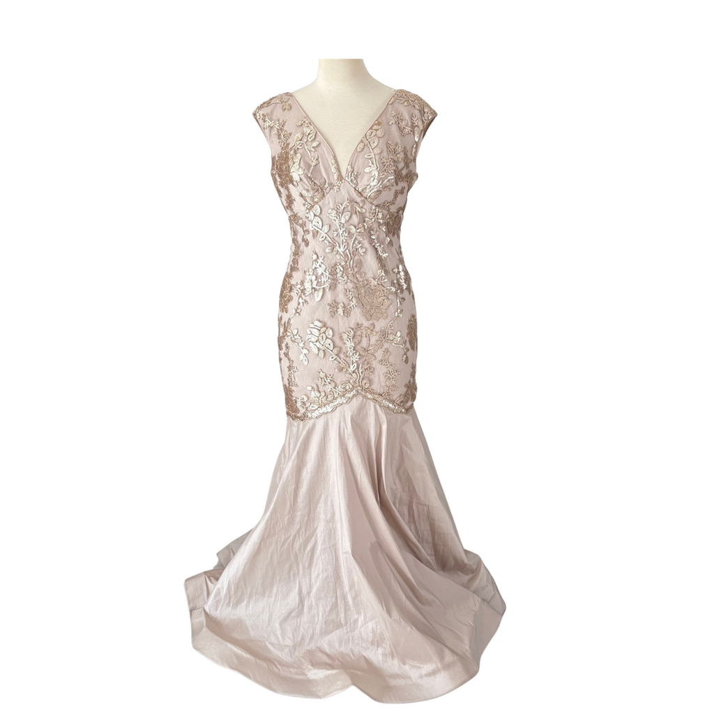 Marina Dull Gold Sequin Mermaid Dress | Brand New |