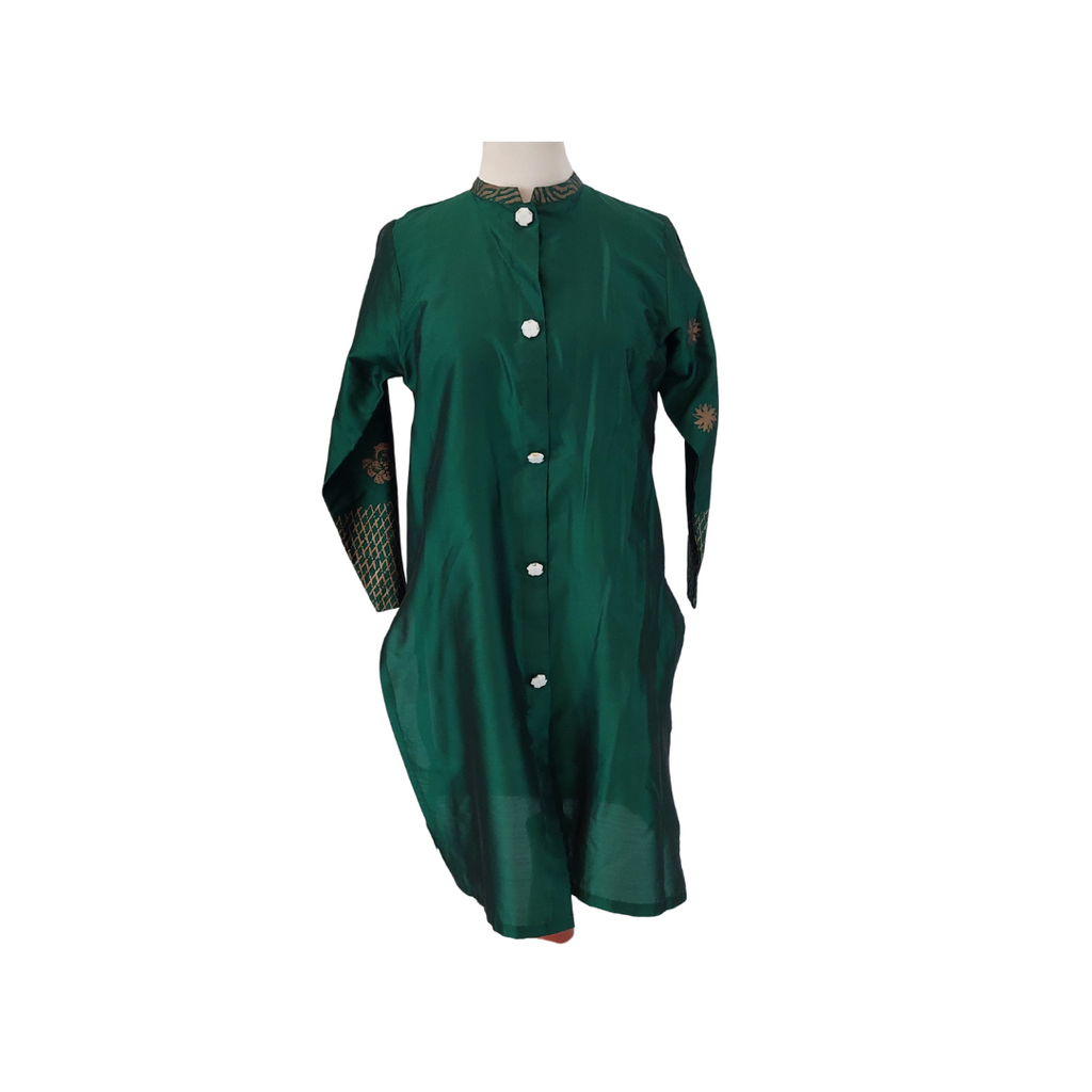 Sanober Azfar Emerald Green Block Print Outfit (3 Pieces) | Pre Loved |