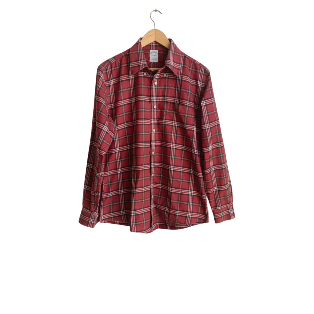 Brooks Brothers Men's Dull Red Checked Button Down Shirt | Gently Used |