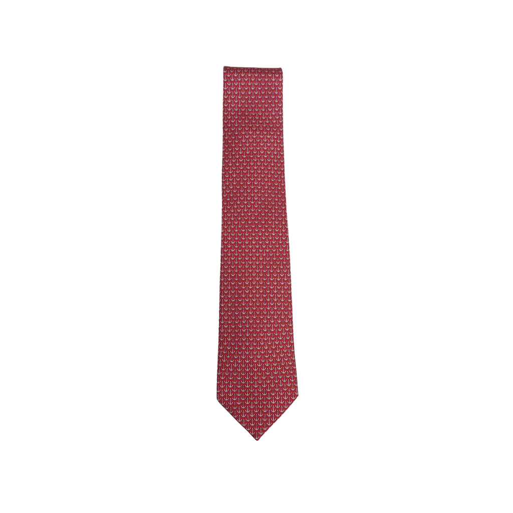 Salvatore Ferragamo Men's Red Anchor 100% Silk Tie | Brand New |